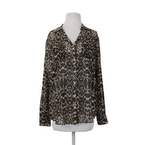 New York And Company Top $45 Sz L Brown Black Animal Print 100% Poly Top